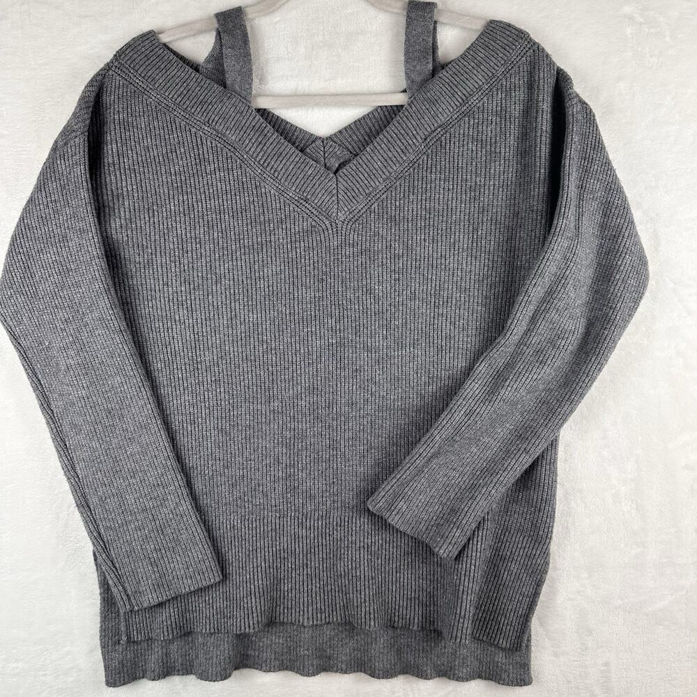 PoloGarage Italy Women’s SZ 1 / Equiv S / Gray Cold Shoulder Ribbed Knit Sweater